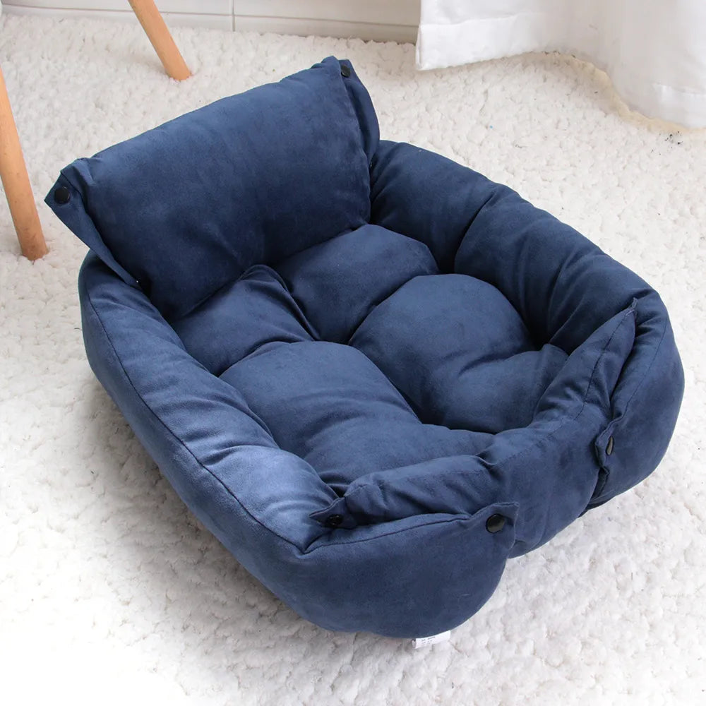 3-in-1 Cozy Dog Bed Pad & Paw Blue S - 25" x 17.6" / 63 x 45 cm