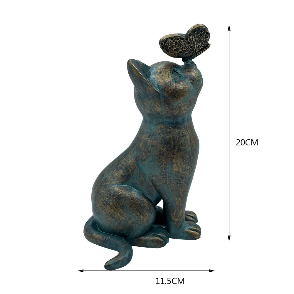 Playful Cat & Butterfly Garden Statue 0 Pad & Paw