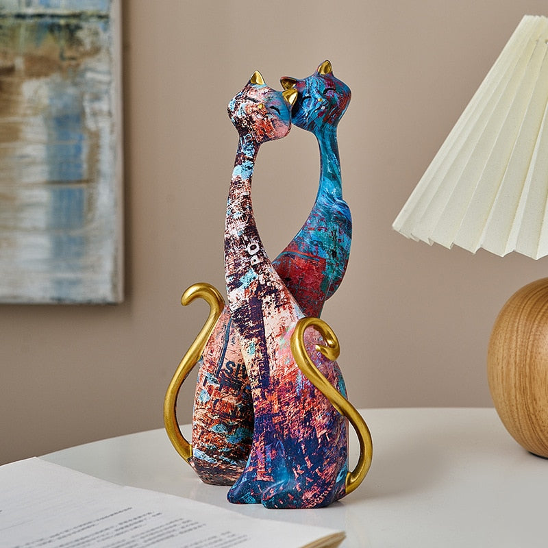 Oil-Painted Cat Duo Sculpture 0 Pad & Paw