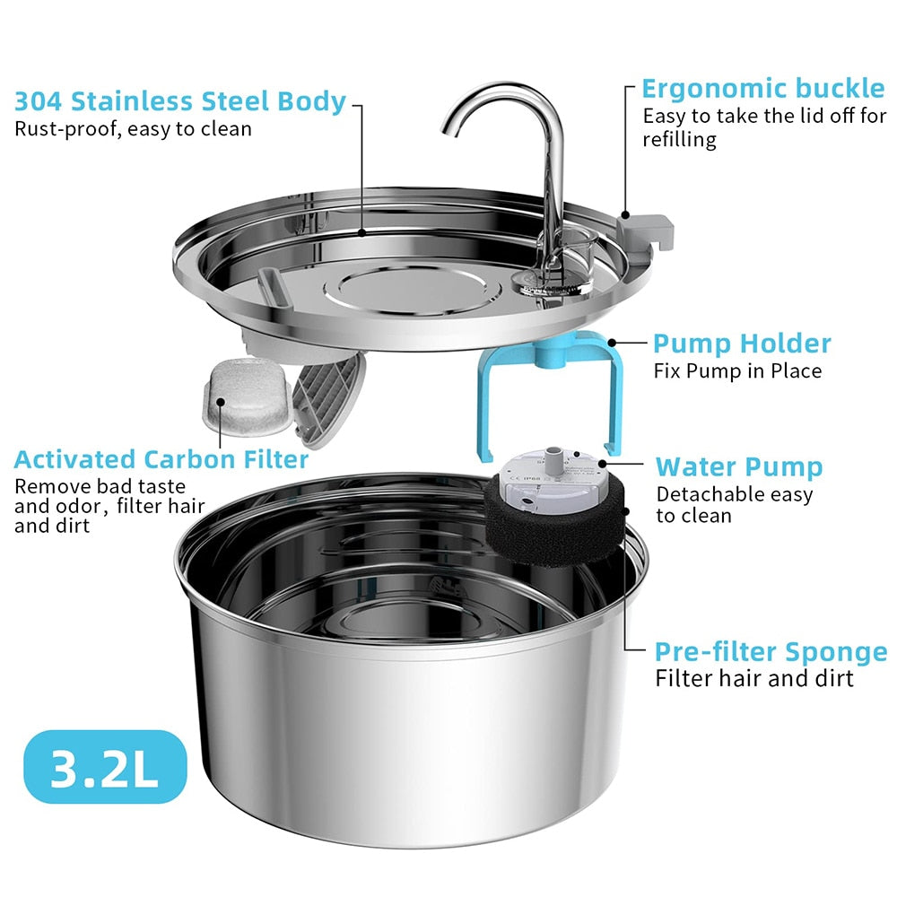 Automatic Cat Water Fountain 0 Pad & Paw