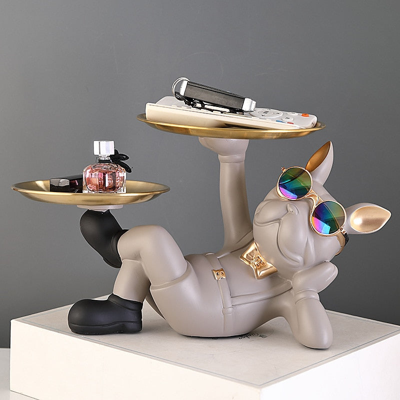 Bulldog Desktop Storage Statue 0 Pad & Paw Grey