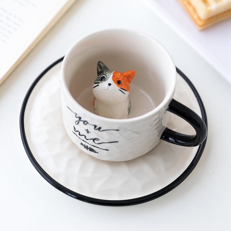3D Cat Cup & Saucer 0 Pad & Paw you + me (3 colors cat)