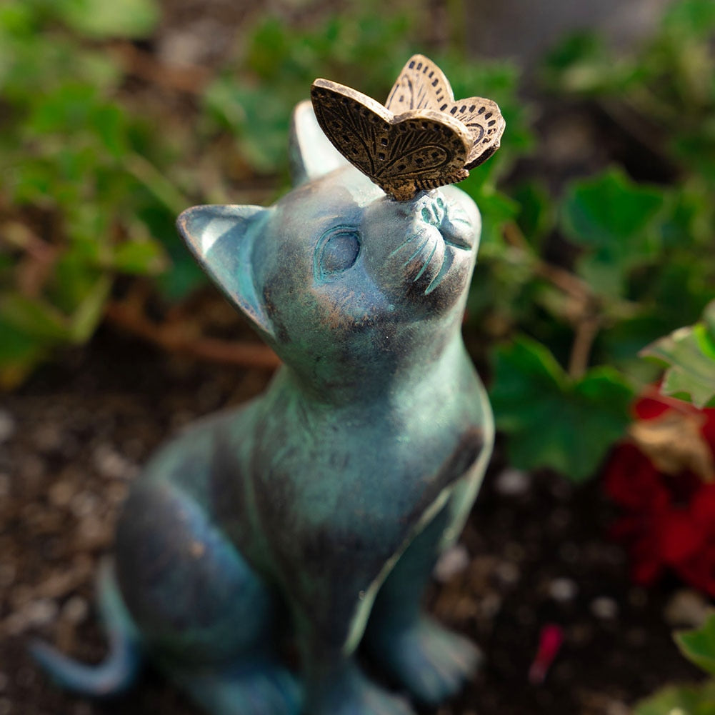 Playful Cat & Butterfly Garden Statue 0 Pad & Paw