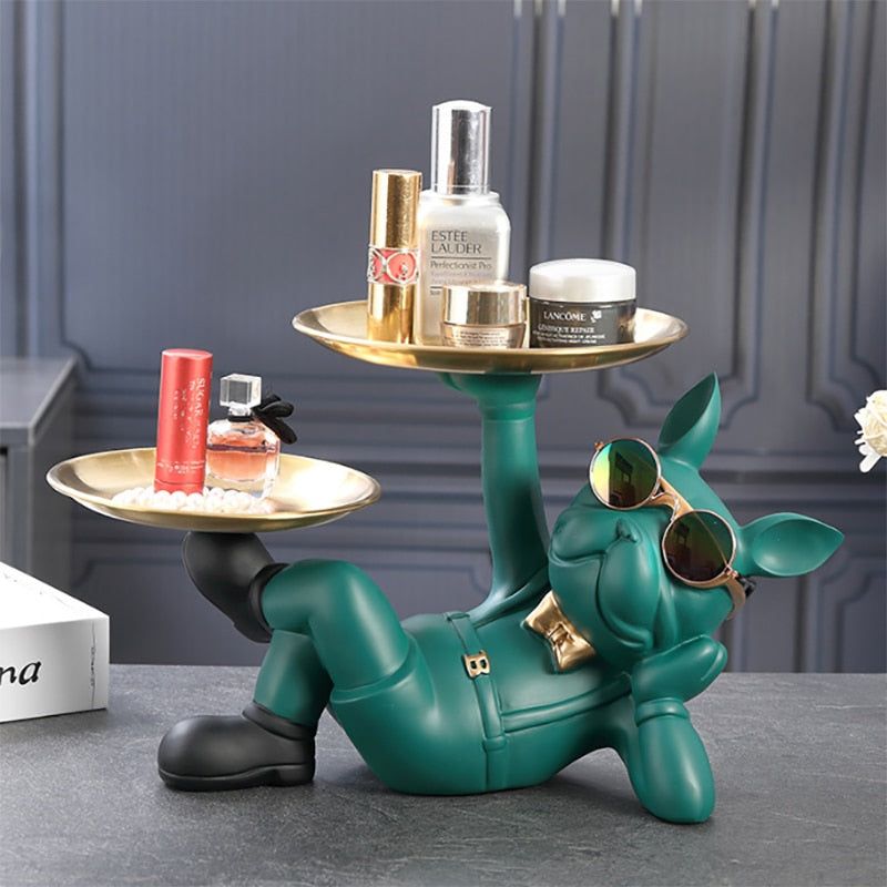 Bulldog Desktop Storage Statue 0 Pad & Paw Green