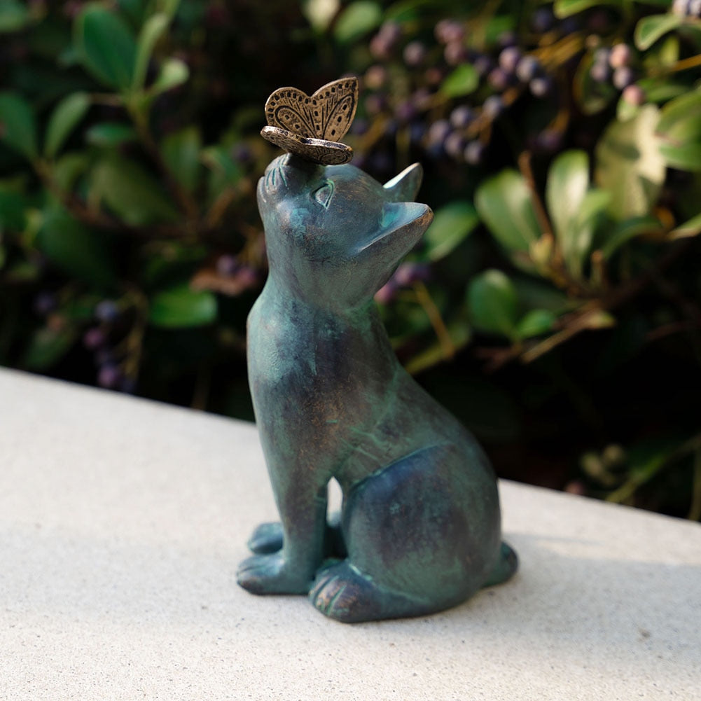 Playful Cat & Butterfly Garden Statue 0 Pad & Paw