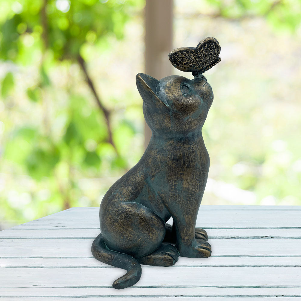 Playful Cat & Butterfly Garden Statue 0 Pad & Paw