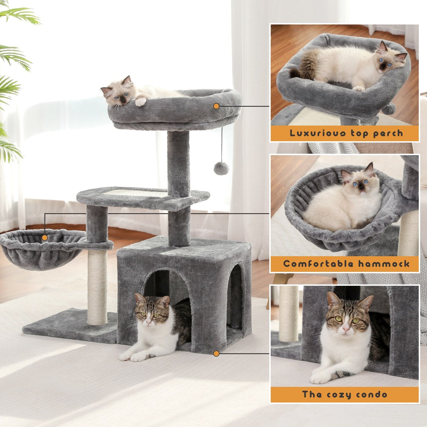Compact 4-Level Cat Tree 0 Pad & Paw