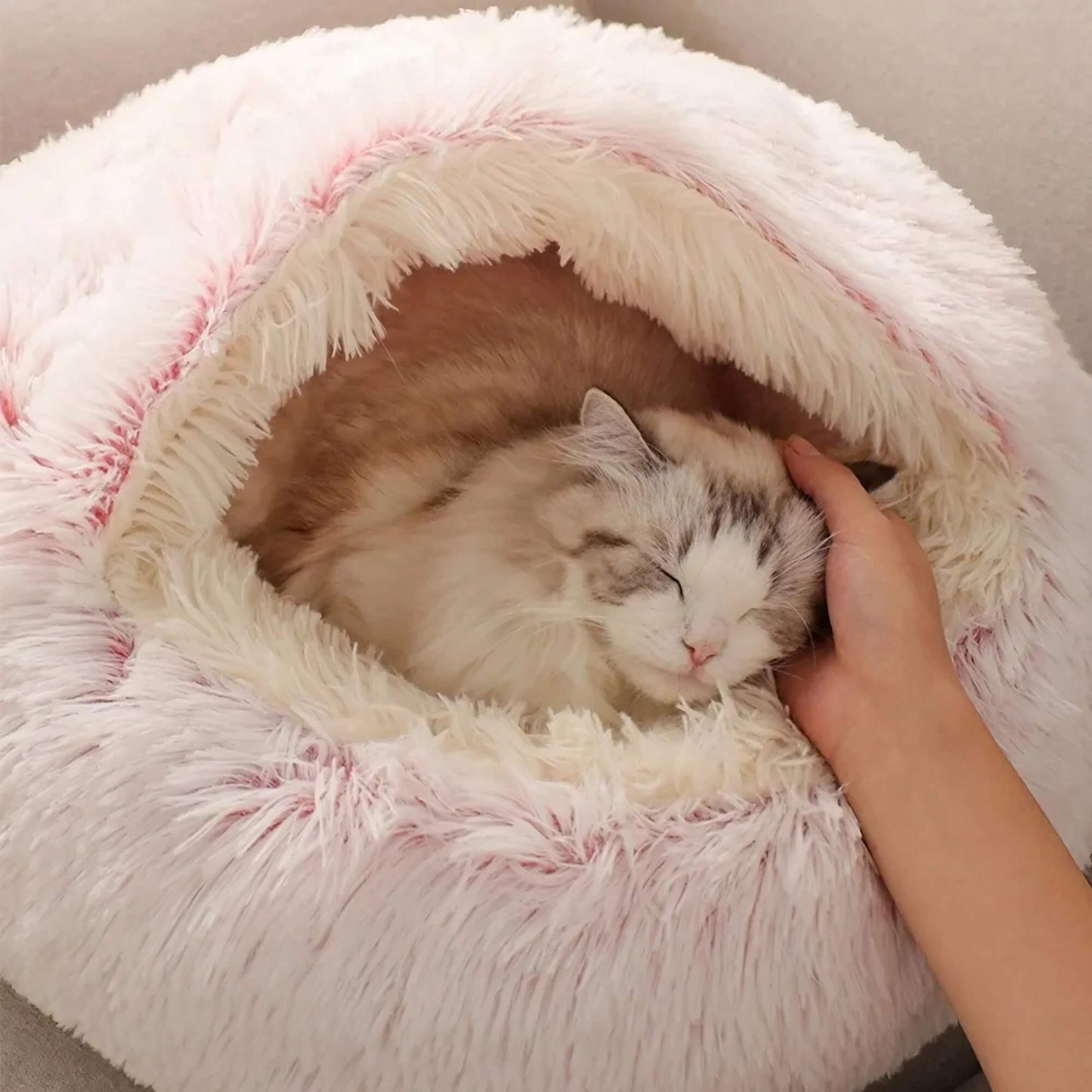 2-in-1 Cozy Cat Bed & Sleeping Bag Pad & Paw 15.5" x 15.5" / 40x40cm Pink