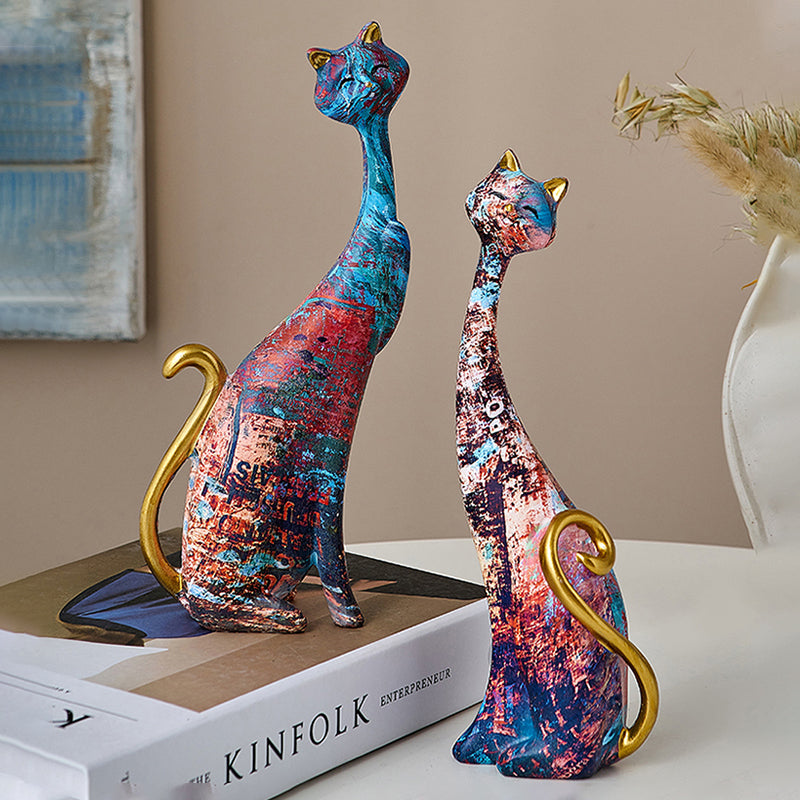Oil-Painted Cat Duo Sculpture 0 Pad & Paw