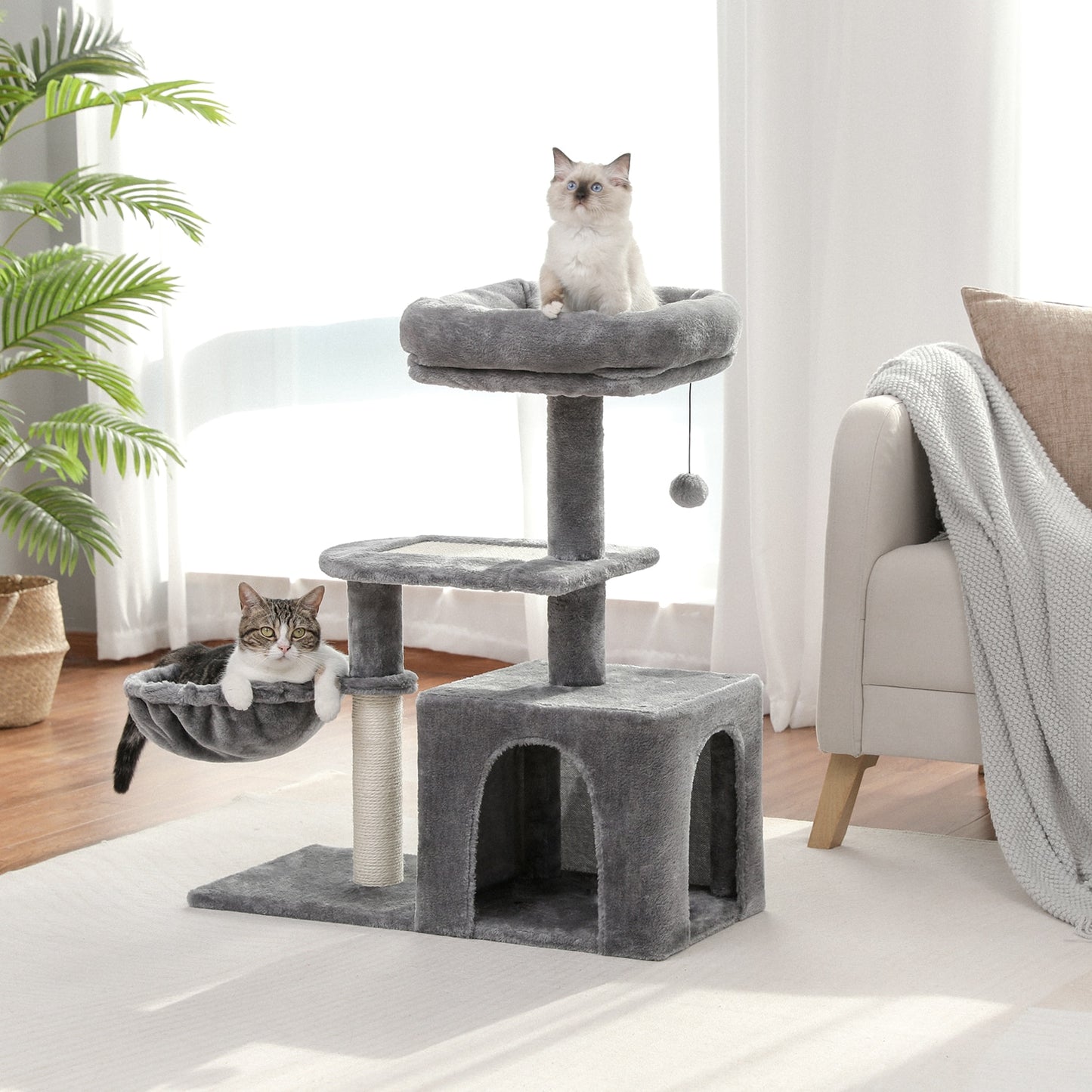 Compact 4-Level Cat Tree 0 Pad & Paw Gray