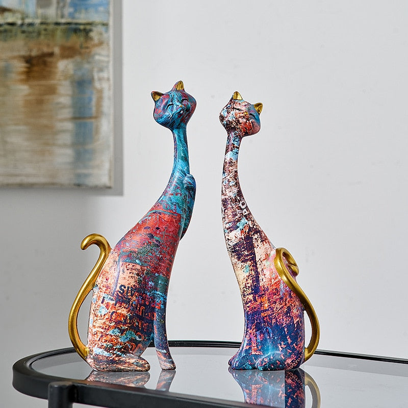 Oil-Painted Cat Duo Sculpture 0 Pad & Paw Default Title