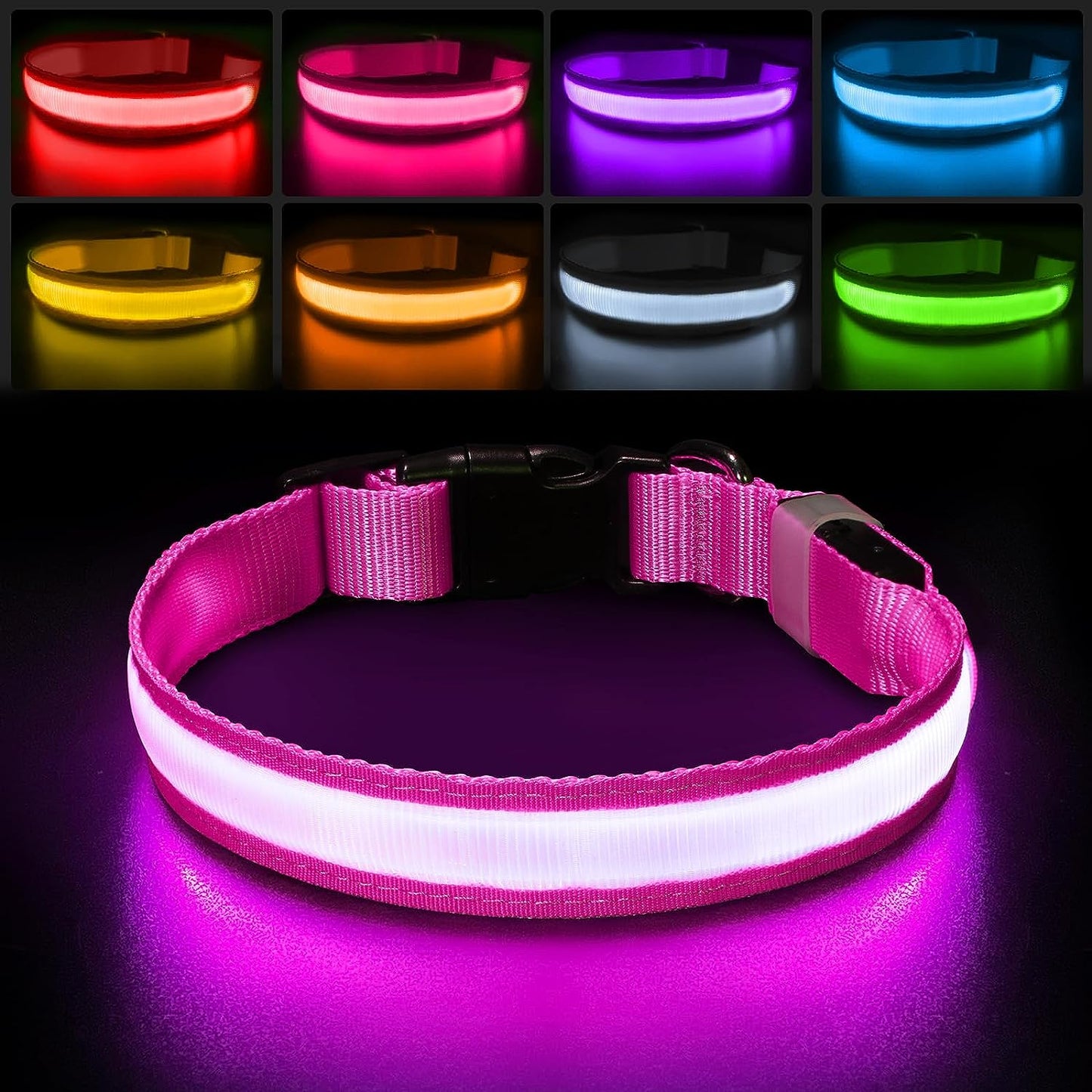 Rechargable LED Safety Dog Collar 0 Pad & Paw   