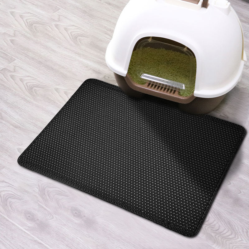 Dual-Layer Honeycomb Cat Litter Mat 0 Pad & Paw Black 15.5" x 19.5" / 40 x 50cm 