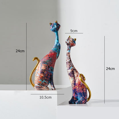 Oil-Painted Cat Duo Sculpture 0 Pad & Paw   