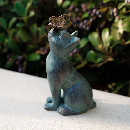 Playful Cat & Butterfly Garden Statue 0 Pad & Paw   