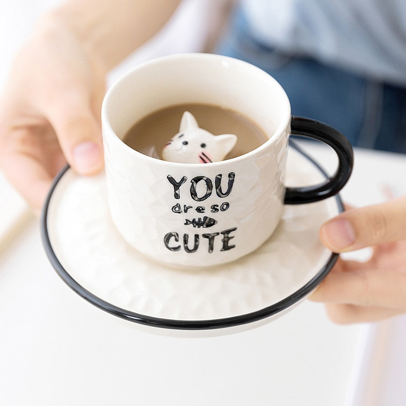 3D Cat Cup & Saucer 0 Pad & Paw   