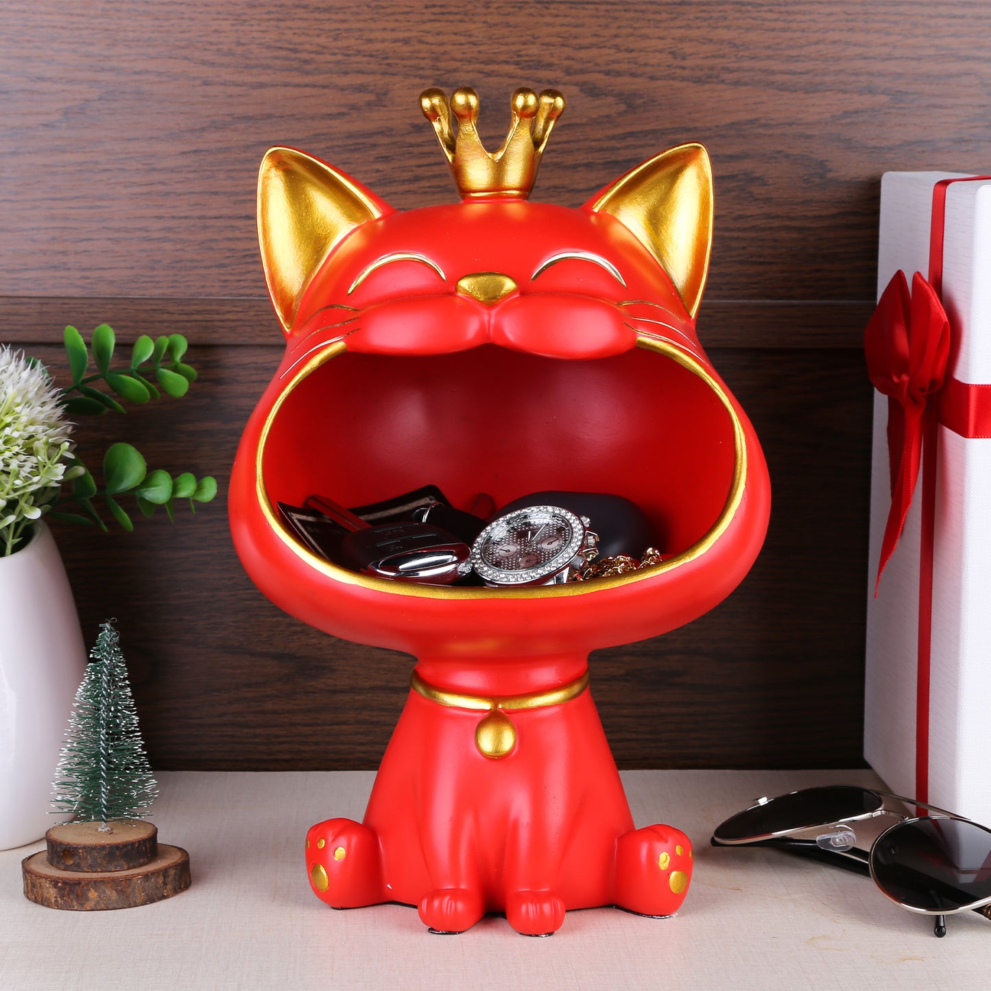 Laughing Cat Storage Statue 0 Pad & Paw Red  