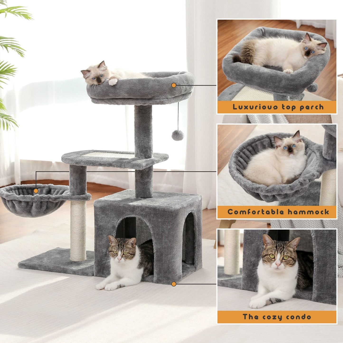 Compact 4-Level Cat Tree 0 Pad & Paw   