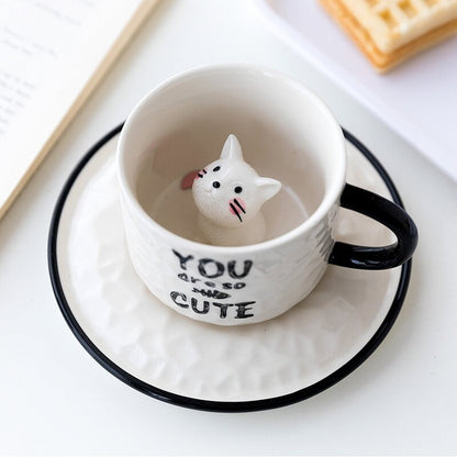 3D Cat Cup & Saucer 0 Pad & Paw you are so cute (white cat)  