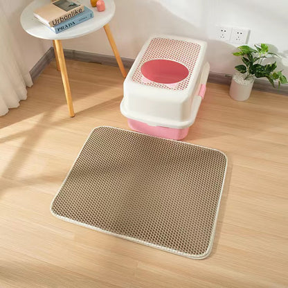 Dual-Layer Honeycomb Cat Litter Mat 0 Pad & Paw Khaki 15.5" x 19.5" / 40 x 50cm 