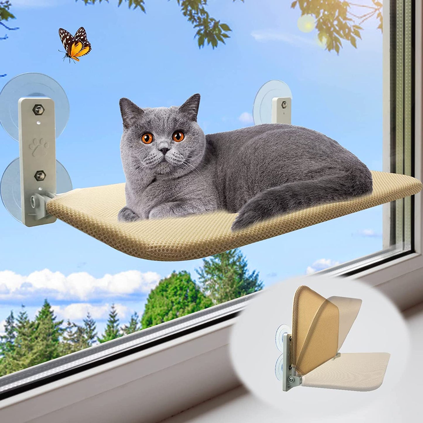 Foldable Cat Window Perch 0 Pad & Paw Yellow  