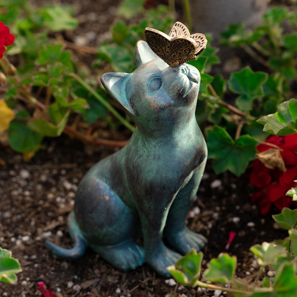 Playful Cat & Butterfly Garden Statue 0 Pad & Paw Default Title  