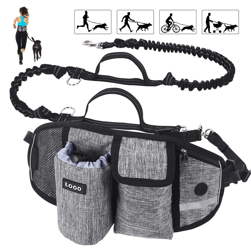 Hands-Free Jogging Leash with Pockets 0 Pad & Paw Gray  